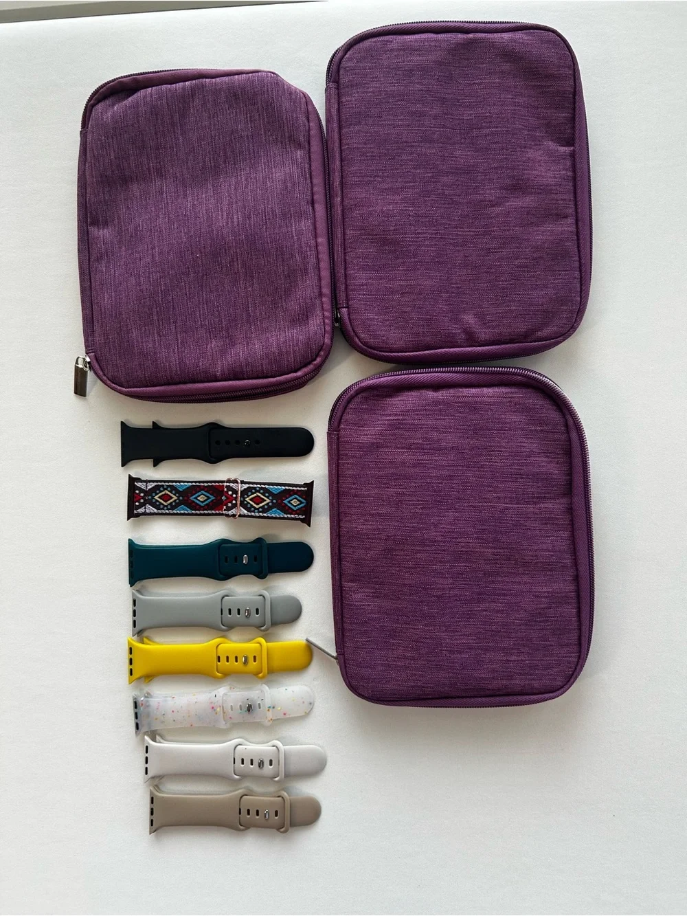 Travel Tech Organizer Pouch with Watch Bands - Light Gray